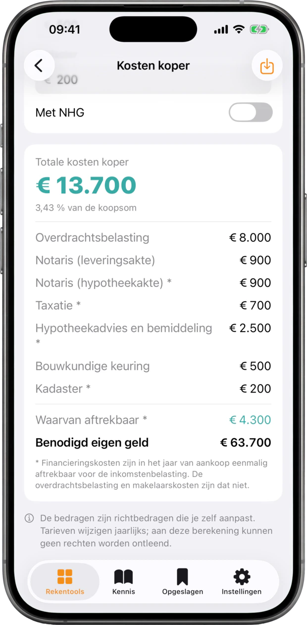 Kosten koper, met alle posten los
