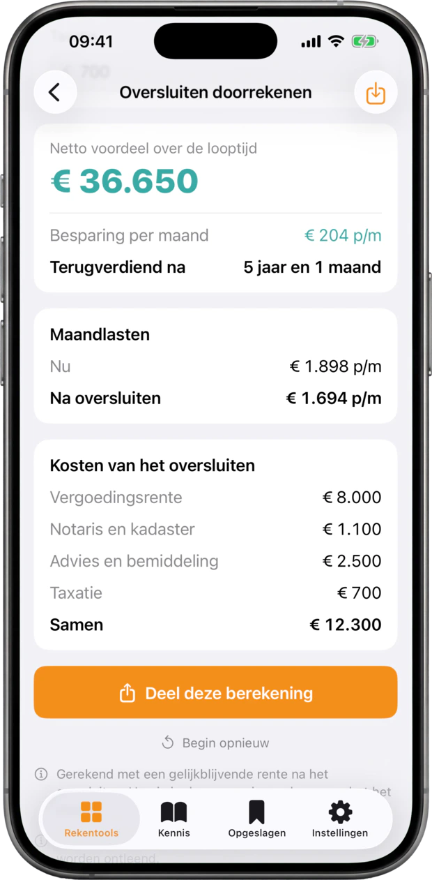 Oversluiten doorrekenen, met de terugverdientijd