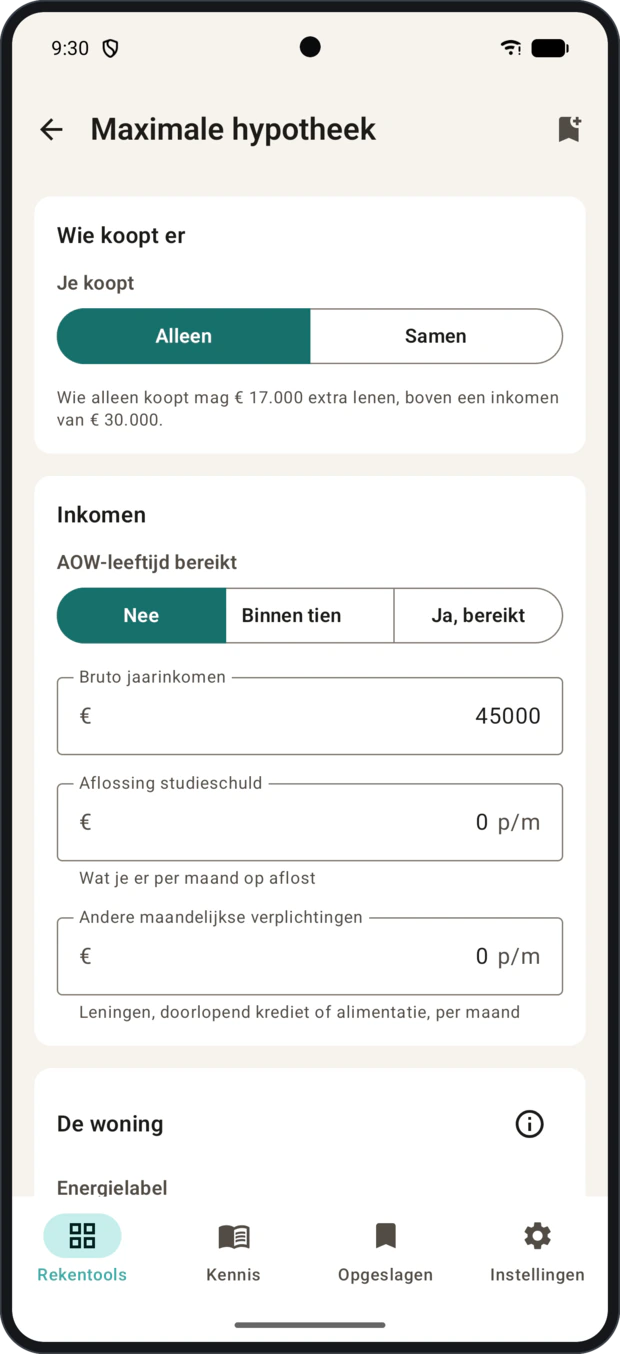 Maximale hypotheek, met inkomen, studieschuld en het energielabel